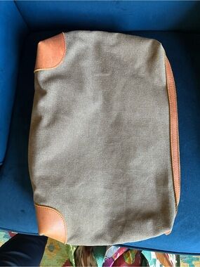 Men's Canvas Laptop Sleeve with Tan Leather Trim - Olive